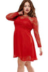 Sexy Red Boohoo Plus Size Lace Top Skater Dress